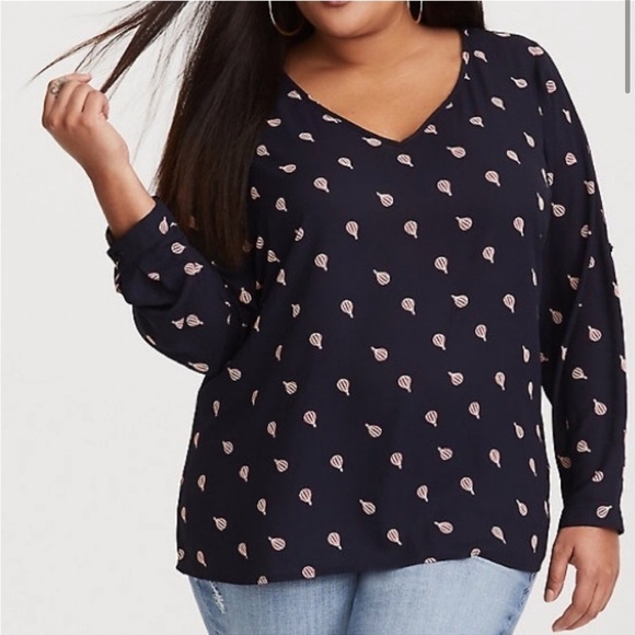 torrid Tops - Torrid Sheer Hot Air Balloon Blouse Navy